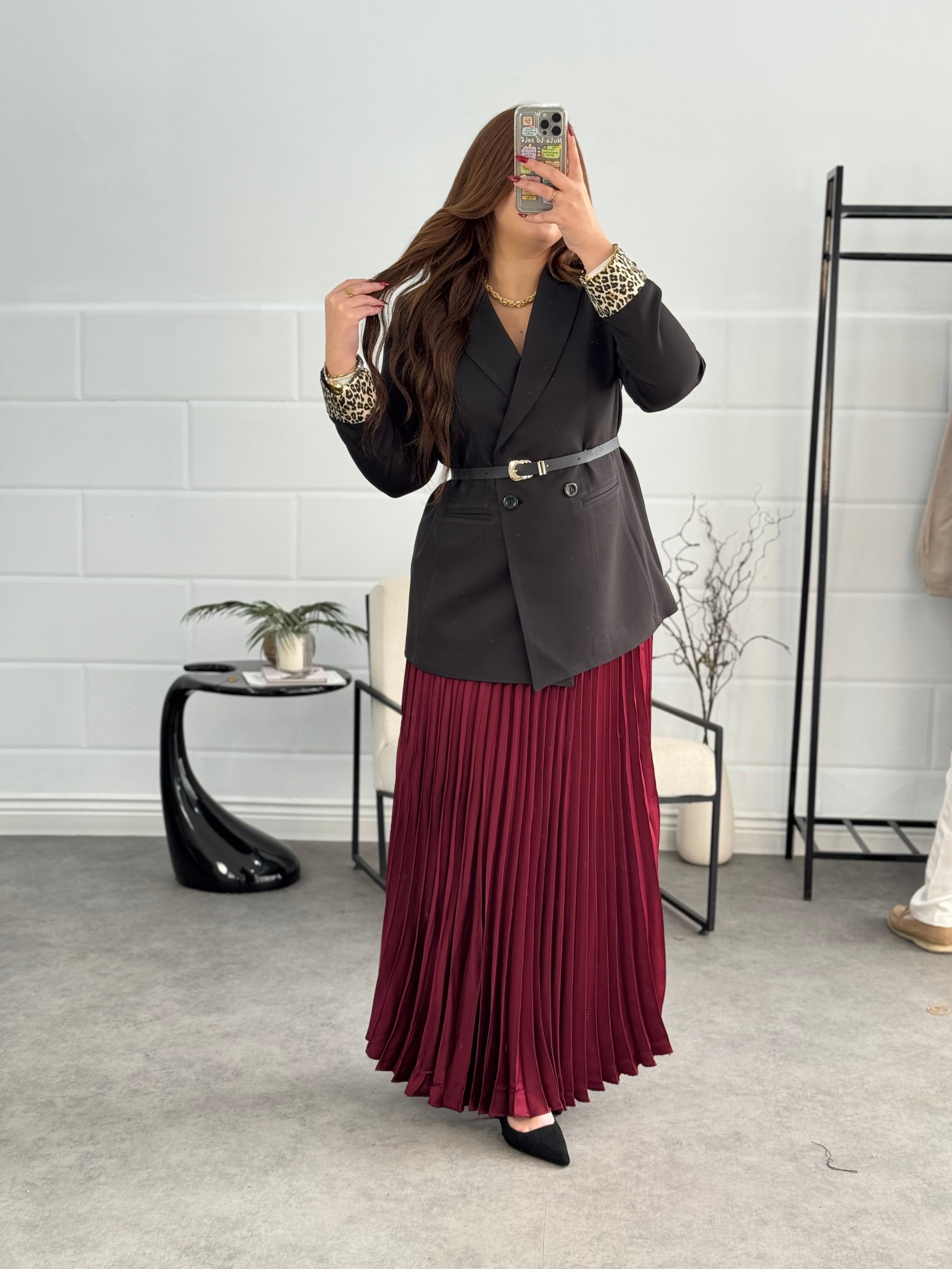 Jupe plissée en satin